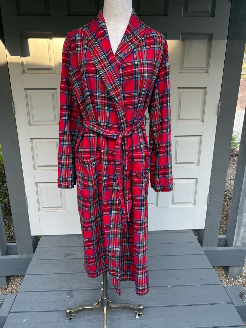 Pajamagram Red Plaid Royal Stewart Cotton Flannel Robe with Belt